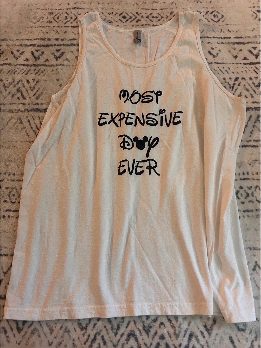 Gildan XL White Tank Top with 'Most Expensive Ever' Print
